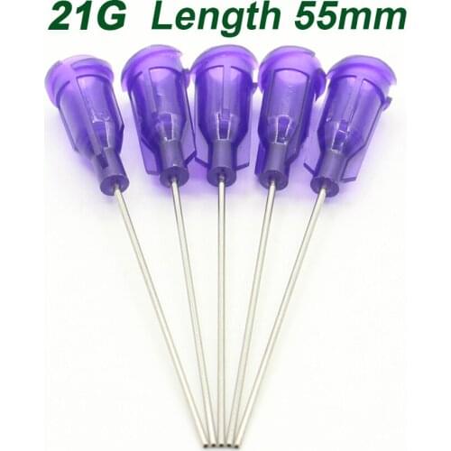 50pcs 21G length 55mm Precision passivated S.S. Dispense Tip with PP Safetylok hub, glue dispenser needles
