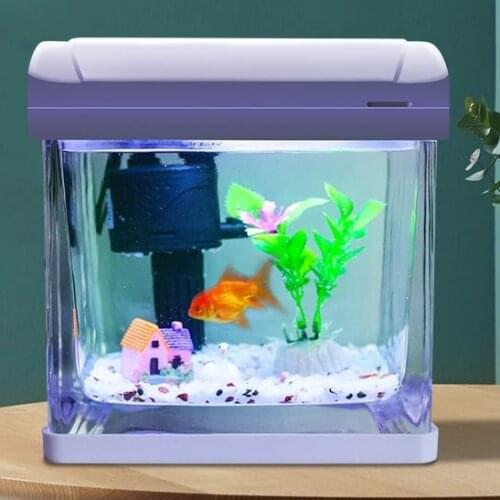 Medium Size Fish Tank Glass Transparent Electric Farming Natural Fish Tank Ecosystem With Lid Peceras Aquarium Decor EI50YG