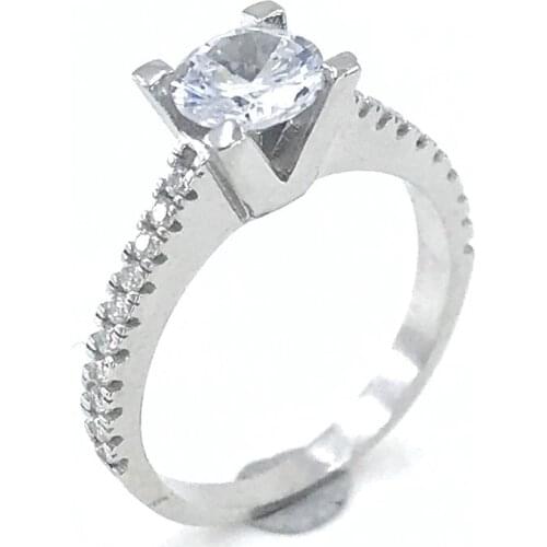 Diamond Model Of Engagement Silver Ring
