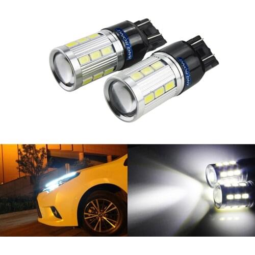 ANGRONG 2x 7440 T20 W21/5W Chips 6W LED Turn Indicator Signal Tail Light DRL White 6000K