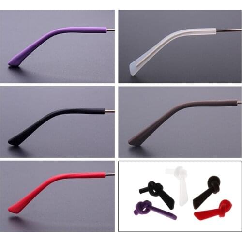 Free shipping Wholesale 1 pair Soft Silicone Anti Slip Eyeglasses Glasses Temple Tips Accessories Square Hole