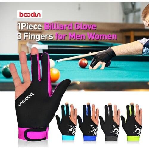 BOODUN 1Piece Billiard Glove 3 Fingers Cue Sports Glove Men Women Billiard Shooters Right Left Interchangeable Snooker Gloves