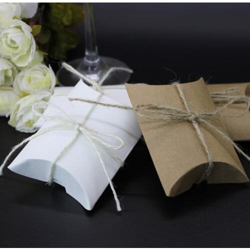 Kraft Paper Pillow Candy Boxes Favor Box Wedding Party Favour Gift European Retro Pillow Box Home Party Birthday Supply