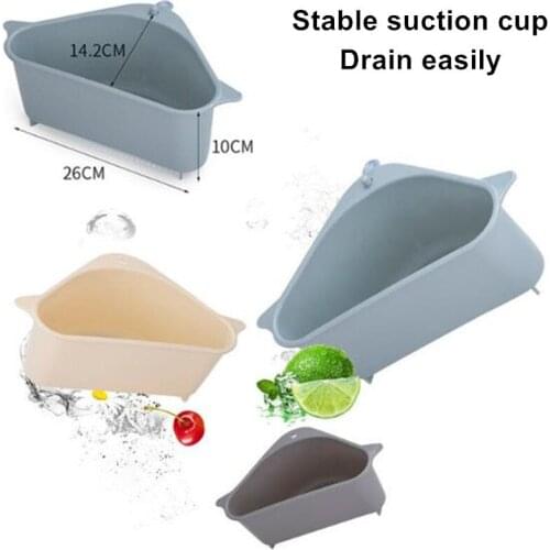 Household Triangle Sink Drain Rack Vegetable Washing Drain Triangle Sieve Cup Sink Soap Sponge Drain Rack Kitchen Storage Shelf
