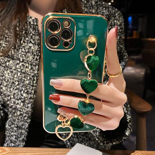 Love Bracelet Wrist Chain Luxury Case For iphone 11 Pro 12 Mini Pro Max X XR XS Max 8 7 6 S plus SE 2020 Cover Shockproof Capa