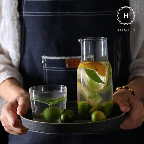 Homlly Bedside Water Carafe Jug with Glass Cup Lid(500ml)