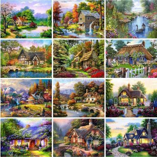 EverShine Diamond Painting 5D Landscape Diamond Embroidery House Rhinestones Art Cross Stitch Handwork Gift Home Decoration