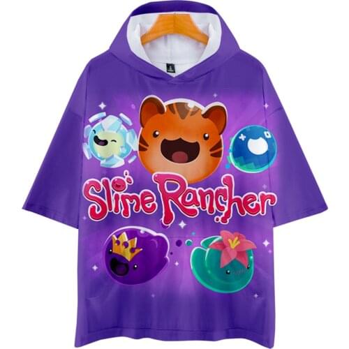 Anime Slime Rancher Tshirt 3D Women Men Hooded T-shirt Summer Short Sleeve Harajuku Streetwear Simulation Game Fashion Clothes