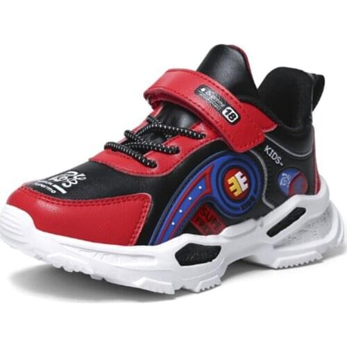 Fall/Winter Platform Kids Sneakers Boys Casual Shoes Boys Leather Anti-Slippery Fashion Comfortable Lightweight Running Shoes