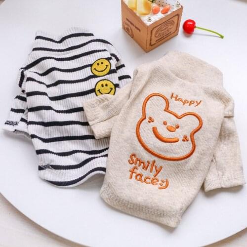 Summer Pet Dog Clothes For Small Dogs Cats Spring Leisure Suit For Teddy Bear T-shirt With Smile Face Chihuahua York Clothing