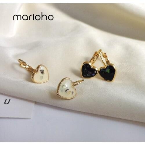 Marioho Fashion Cute Heart Earrings Shiny Golden Rhinestone Plating Sweet Earrings For Women Party Wedding Jewelry Gift