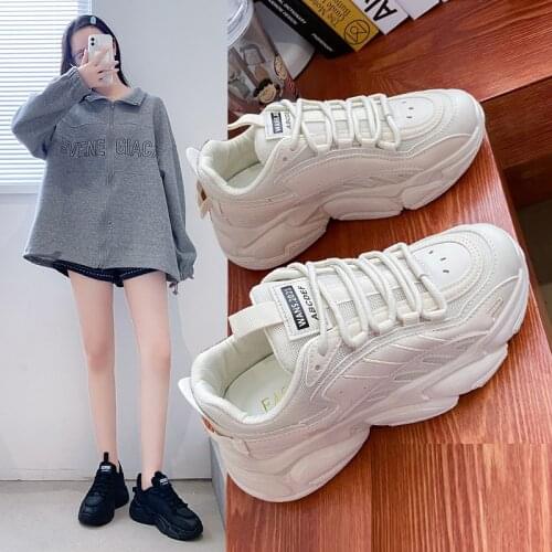 Ins trendy dad womens shoes 2021 autumn new Korean sports shoes female student thick bottom muffin running shoes