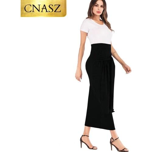 Muslim islam clothing solid color maxi skirt women bodycon office dress