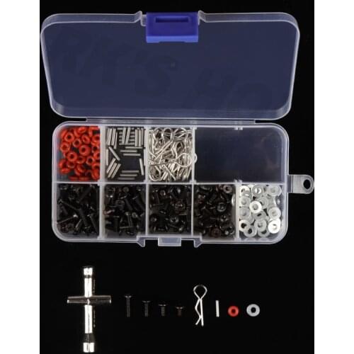 RC Car M3 M4 Hexagon Socket Head Cap Screws Spring Washer R Clip Pins Socket Spanner Set for 1/10 Bigfoot HSP 94188/94123/94111