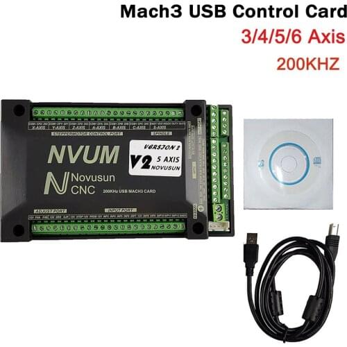 NVUM Mach3 USB Card 200KHz CNC router 3 4 5 6Axis Motion Control Card Breakout Board for diy engraver machine