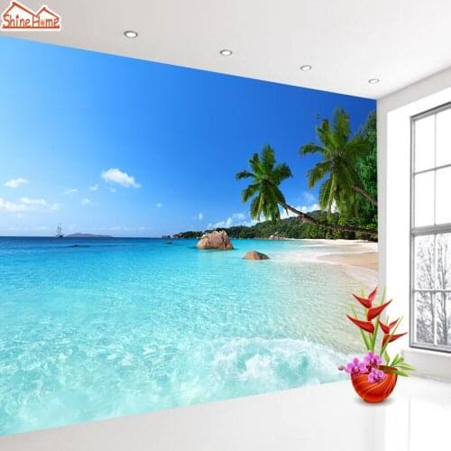 Palm Tree Sea View 3d Walls Paper Murals Wallpaper Wallpapers for Living Room Girl Contact Wall Paper 3d Papers Home Decor Rolls
