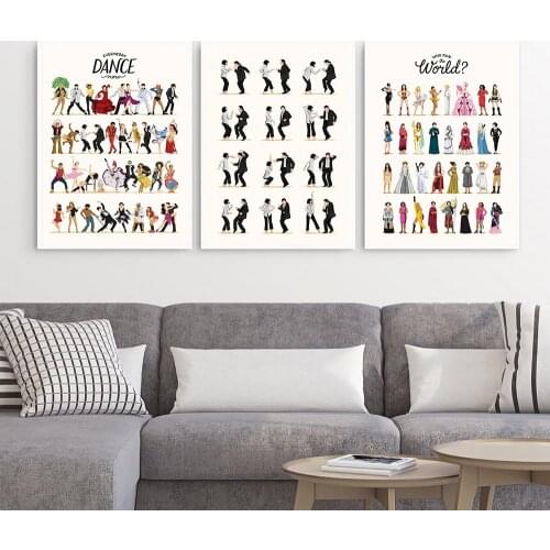 Pulp Fiction Poster Art Print Classic Movie Poster Abstract Minimalist Wall Art Dancing Canvas Painting Wall Pictures Home Decor