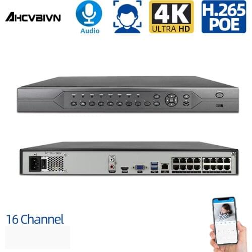 H.265+ 16CH 8MP Network POE NVR Recorde 4K Onvif POE NVR For 48V POE IP Security Surveillance Camera 8MP CCTV System