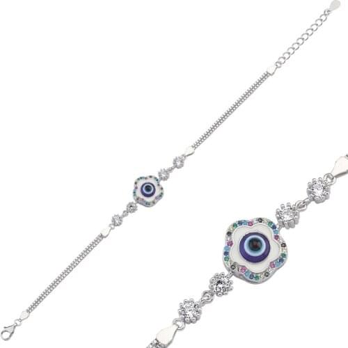 Silverlina Silver Zircon Stone Eye Bracelet