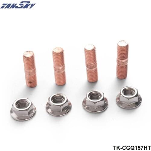 Sport M10 x 1.50 Threaded Turbo Studs Kit Flange Nuts High Strength T3 T4 T6 Set of 4 TK-CGQ157HT