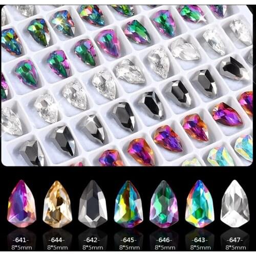 Nail Art Rhineston Decoration, 6pcs 5*8mm Sizes Glitter Nail Beads,3d diy Beauty Nail Accessories tool