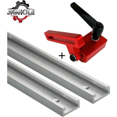 1 Set T-Track and Track Stop Aluminium Alloy T-Track Slot Woodworking Miter Track Jig Fixture T-Slot for Saw/Router Table Tools