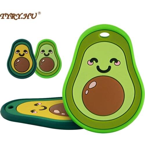 TYRY.HU 2/5pc Silicone Avocado Beads Baby Cute Cartoon Food Grade Silicone Teethers Dummy Cartoon For Pacifier Chains BPA Free
