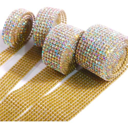1yard 1/1.5/2/3 cm Clear Shiny Glass Crystal Hot Fix Rhinestone Strip Trim Iron On Appliques For Dress Hat Shoes Ornament