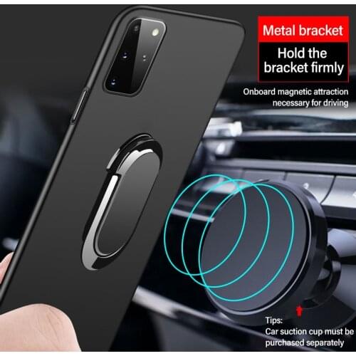 Ultra-thin Magnetic Hard Matte PC Phone Case For Samsung Galaxy S21 S20 S10 S9 S8 Note 20 10 9 8 Plus Ring Bracket Frosted Cover