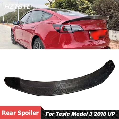 V Style Carbon Fiber Material Rear Wing Trunk Spoiler For Tesla Model 3 Tuning 2018 Up