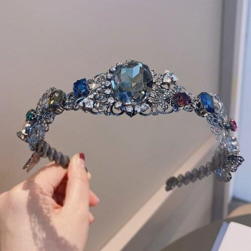 Vintage Baroque Hairbands Metal Lace Big Diamond Headband For Women Luxury Hair Accessories Hair Bands For Women Head Wrap