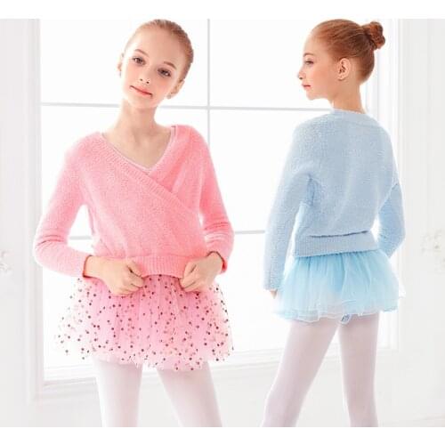 Girls Dance Knitwear Thick Velvet Sweater Kids Dance Clothing Ballet Gymnastics Jacket Top Coat