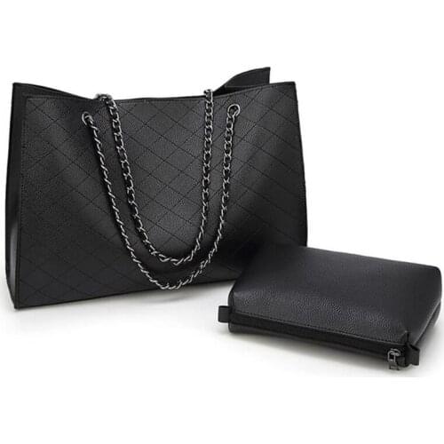 Fashio 2pcs/set Vintage Shoulder Bag Female Causal Totes for Daily Simple Solid Color Women PU Leather Handbag Bolsa Feminina 90