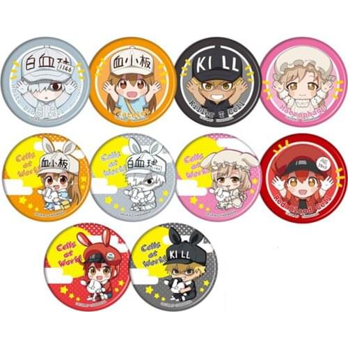 10PCS Anime Cells at Work ! Pins Cosplay Badge Brooch Collectible Pin for Backpack Bags Japan Cartoon Collection Accessories