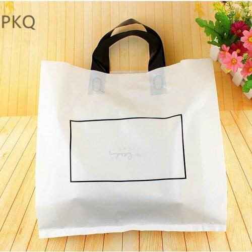 100pcs 27*6*29cm Simple White Plastic Bag with handle Party Gift Packaging Bag Large Shopping Bag
