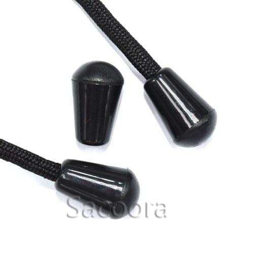 1000pcs Bell Stopper With Lid Cord Ends Lock Stopper Plastic Toggle Clip Black