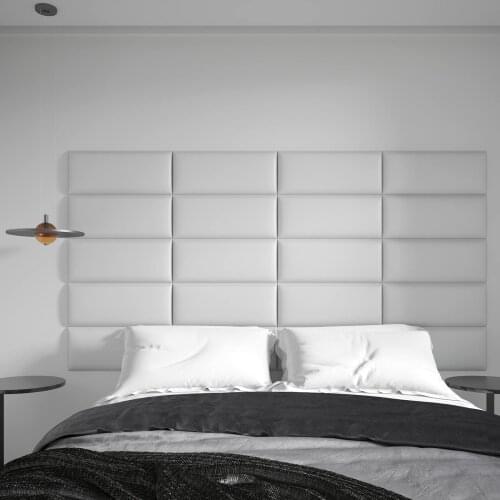 Art3d 9PCS Peel and Stick Headboard for Full and Queen in White, Sized 25 x 60cm , 3D Soundproof Upholstered Wall Panels