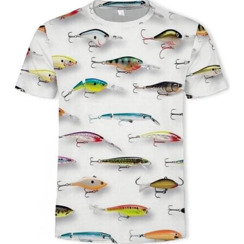 White New Mens Casual Fashion Short Sleeve 3D-Printed Fish T-Shirt Women Hip-Hop Harajuku Asian Short Shirt
