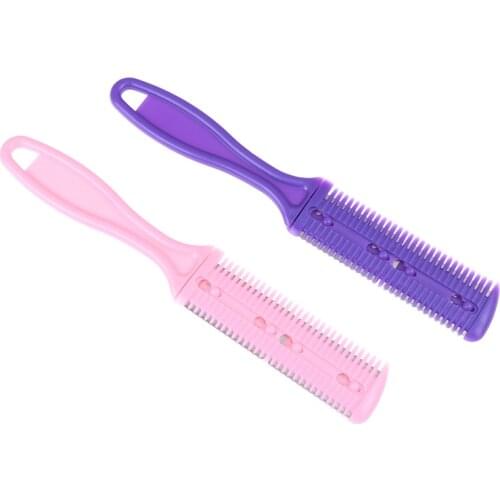 Hair Razor Comb Handle Hair Razor Cutting Thinning Comb Home DIY Trimmer Inside With Blades Hair Brush Color Random 1pcs