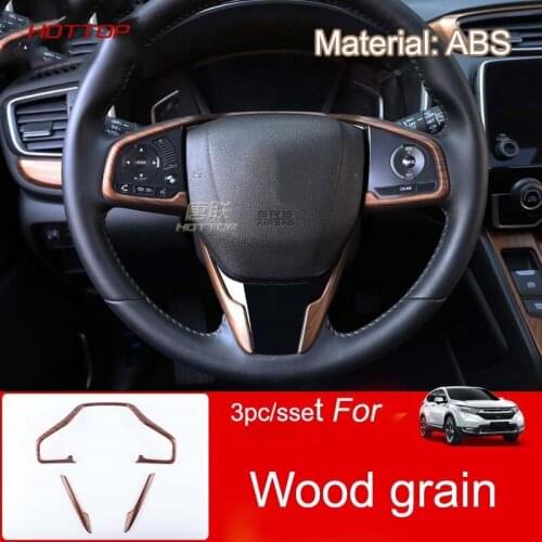 HOTTOP Wood Grain steering wheel decorative frame For HONDA CR-V CRV 2017 2018 5th Gen AT(LHD&RHD) car styling
