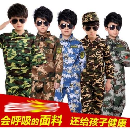 Childrens fatigues uniform long sleeve suits the military training of the male and female students