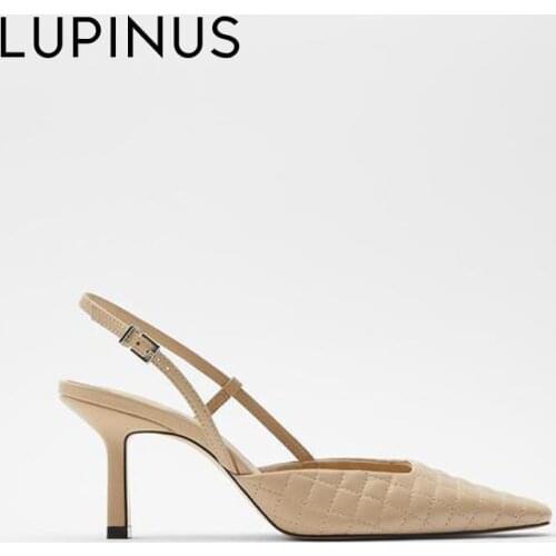 LUPINUS Elegant Pointed Toe High Heels For Women 2021 New Fashion Thin Heel Spring Women Sandals Sewing Thread Women High Heels