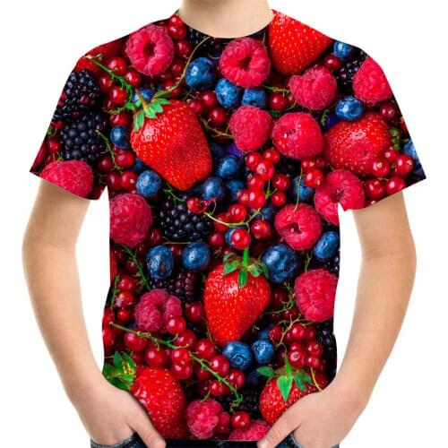 Joyonly Boys Girls 3D Fruit T-shirt Red Color Strawberry Printing T shirt 2018 Summer Children Casual Funny Tees Harajuku Tops