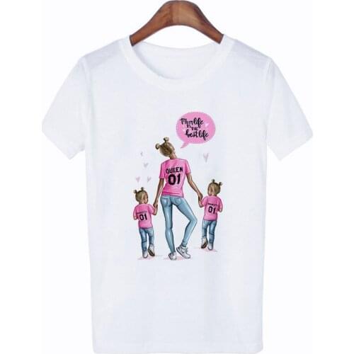 Love Super Mom graphic T-shirt summer T shirt print female T-shirt Harajuku Kawaii casual parent-child T-shirt top