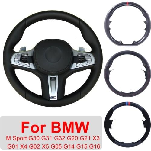 Customized Car Steering Wheel Cover For BMW M Sport G30 G31 G32 G20 G21 X3 G01 X4 G02 X5 G05 G14 G15 G16 Leather Protective Wrap