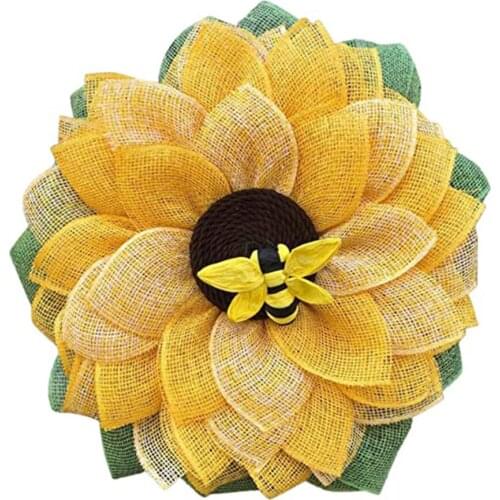 Simulation Leaf Bee Artificial Wedding Door Ornaments Outer Diameter 35cm Silk Flower Mothers Day Plastic Sunflower Wreath