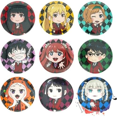 Kakegurui Anime Badge Yumeko Jabami Sayaka Kirari Runa Midari Mary Meari Kaede Itsuki Yumemi Metal Badge Brooch Pins