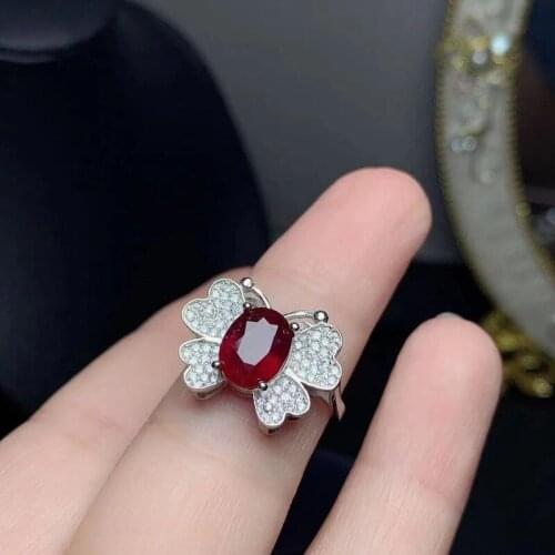 Ruby Rings Natural Gemstone Oval 9*7mm 925 Sterling Silver Fashion Fine Jewelry for Girls Wedding & Birthday Gift