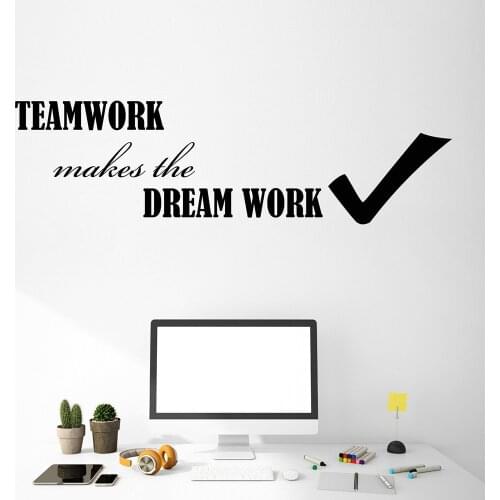 Motivation Quote Wall Decal Teamwork Words Vinyl Wall Stickers for Office enterprise Interior Wall Decor Removable Mural X750