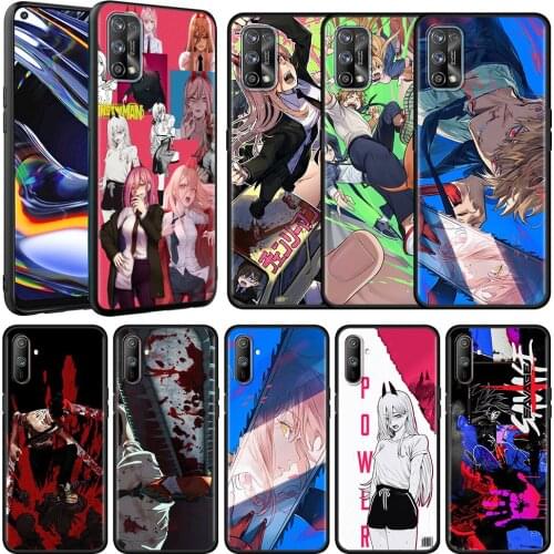 Anime Chainsaw Man Soft Case For Realme 8 C21 6 7 Pro C3 XT GT C15 X50 7i C12 C11 C21Y Fashion Black Silicone Phone Cover Shell